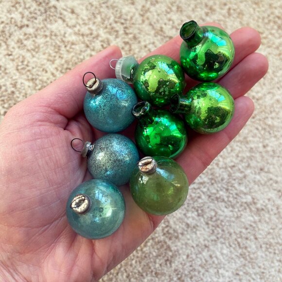 Vintage Lot of 24 Small Feather Tree Mercury Glass Ornaments Tiny Unsilvered - Picture 3 of 5